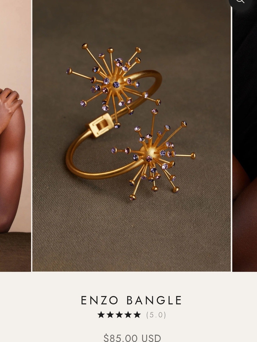 Enzo Gold-Tone Bangle with Purple Crystal Starburst Accents